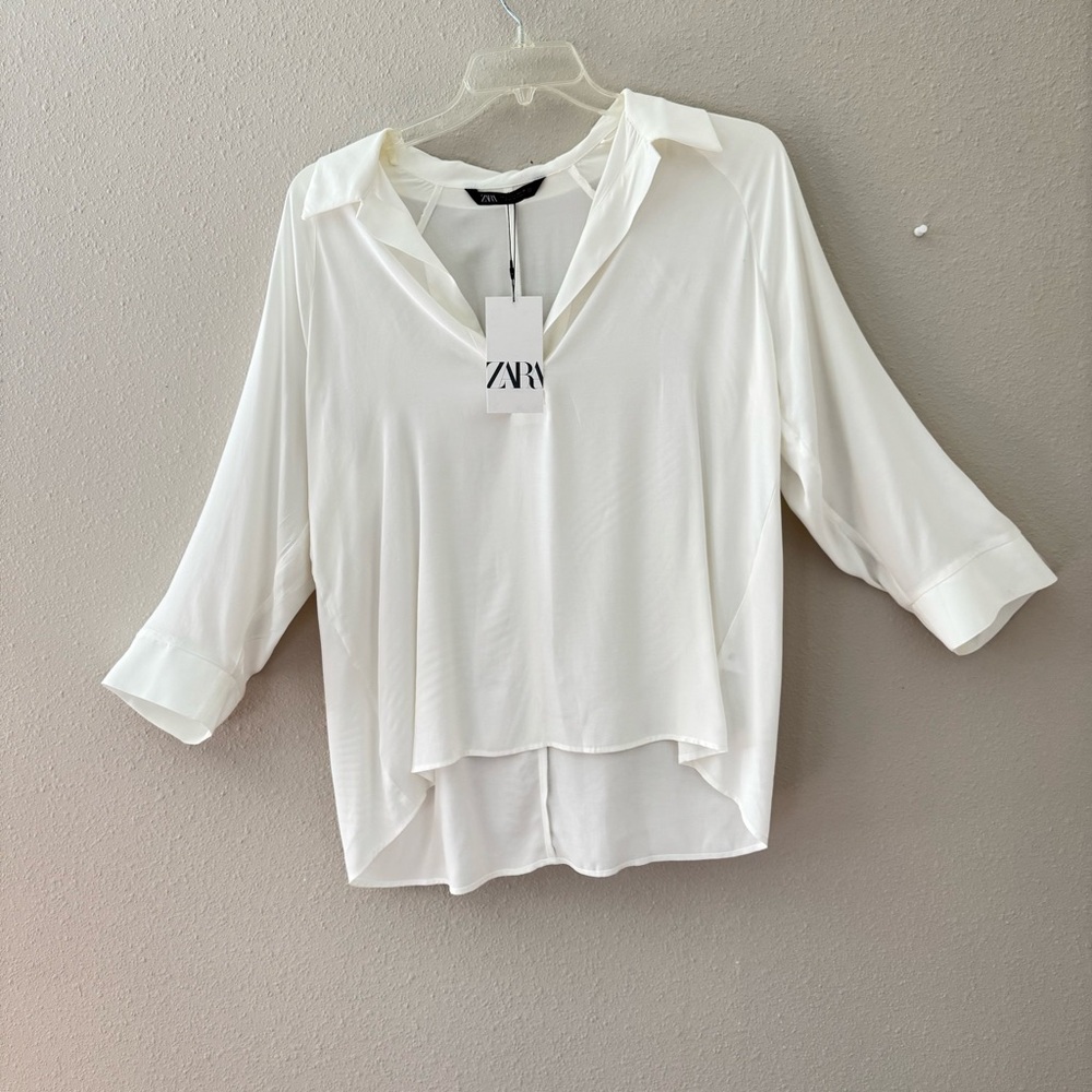 Zara Women's White Blouse Size L - Picture 5 of 7